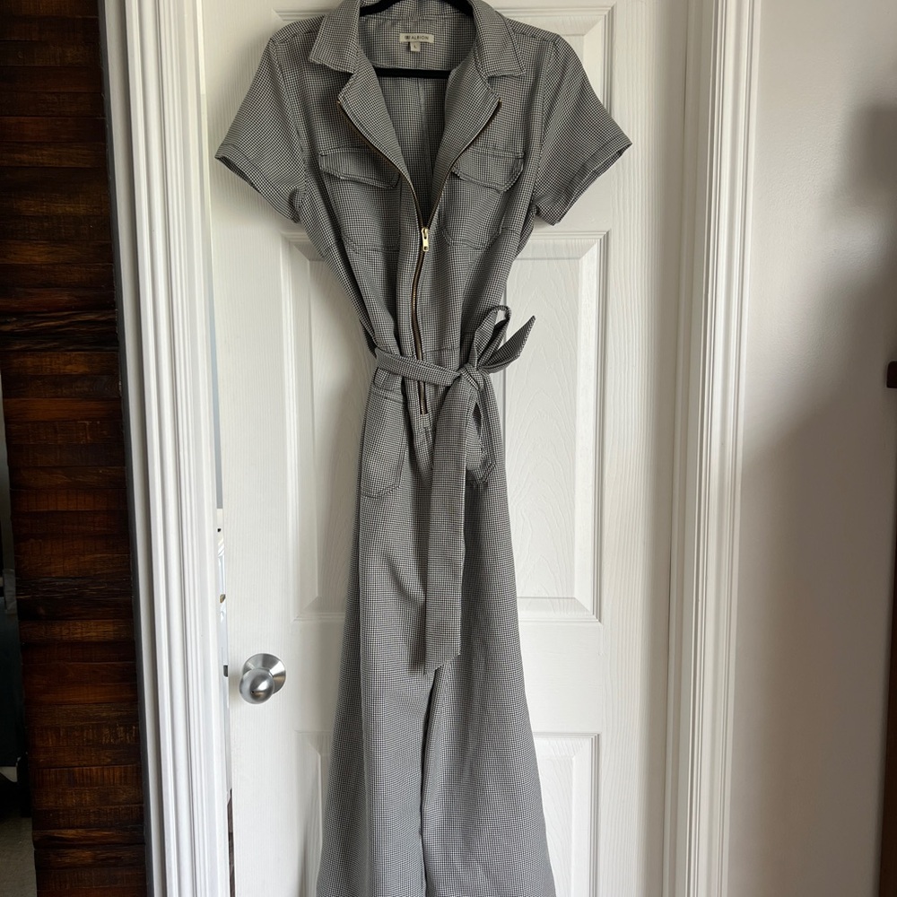 Albion Black-and-White Houndstooth Jumpsuit